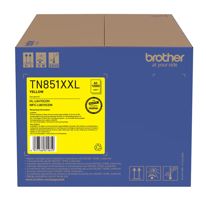 Genuine Brother TN-851XXL Super High Yield Yellow Toner Cartridge for HL-L9470CDN MFC-L9670CDN (12K)