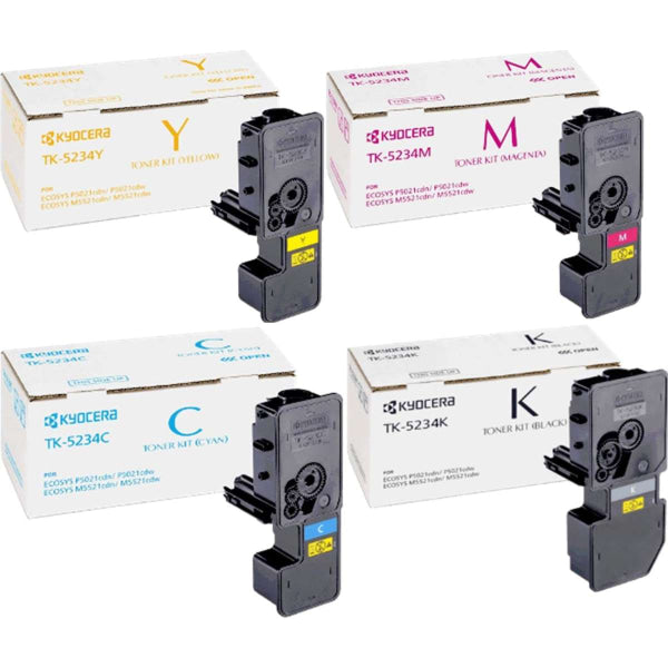 Bundle: 4X Pack Genuine Kyocera Tk-5234 C/M/Y/K Toner Set For P5021Cdn P5021Cdw M5521Cdn M5521Cdw