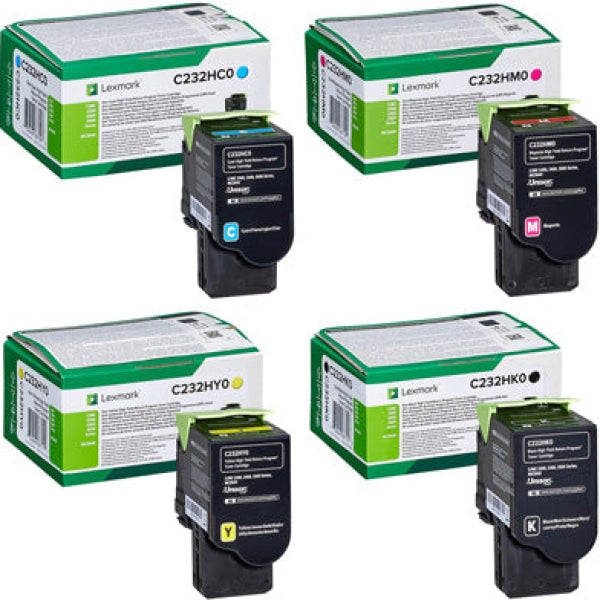 Bundle: 4X Pack Genuine Lexmark C2425 Mc2425 C2360K/C/M/Y Toner Cartridge Set Return Program (1K) -