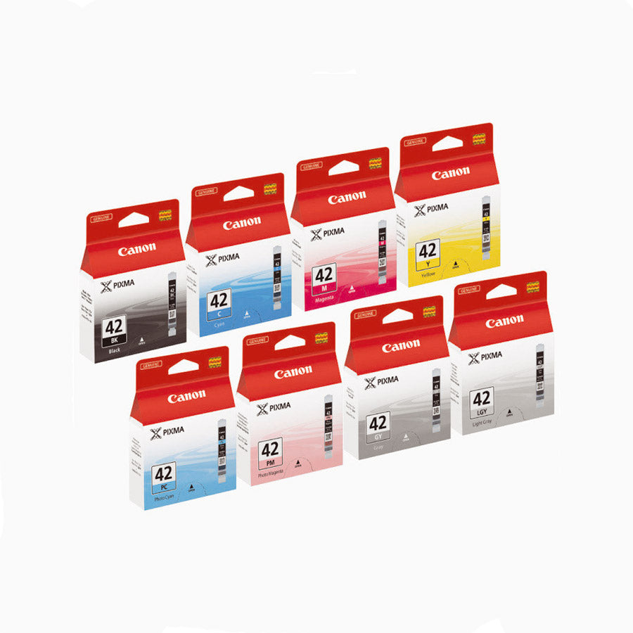 Bundle: 8x Pack Genuine Canon CLI-42 Ink Cartridge Set (1BK,1C,1M,1Y,1GY,1LGY,1PC,1PM) for Pro100
