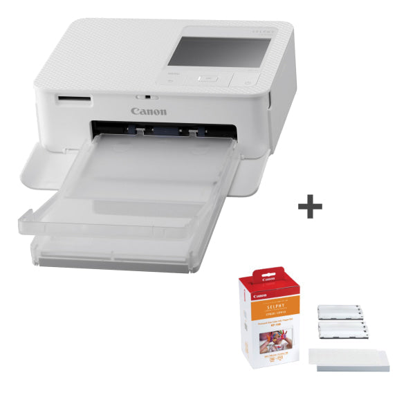 Canon Selphy Cp1500 Wireless Compact Photo Printer (White) + Rp108 Ink + Paper Bundle Portable
