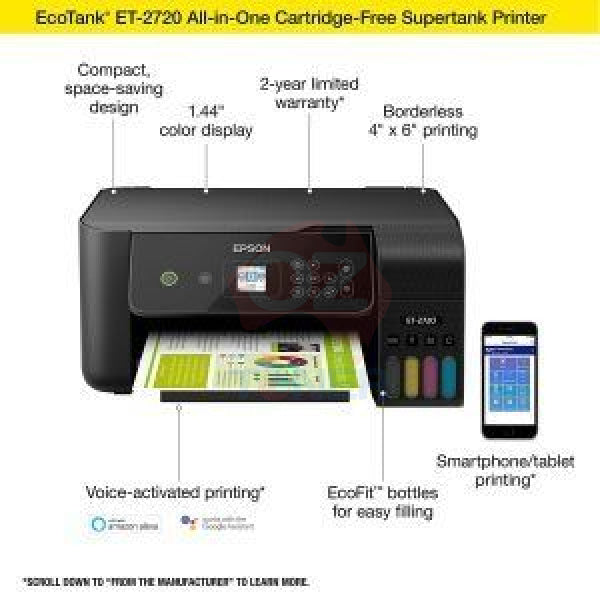 *clear* Epson Expression Ecotank Et-2720 A4 Multifunction Printer+Prefilled Ink P/n:c11Ch42501+18