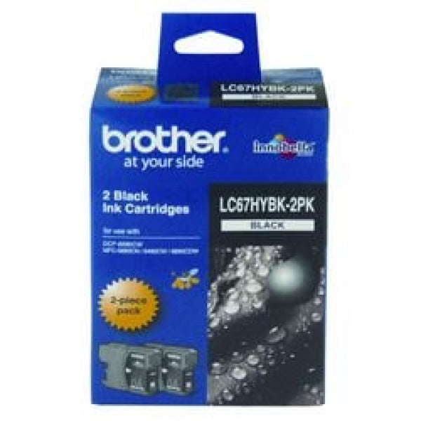 1 X Genuine Brother Lc-67 Black Ink Cartridge Twin Pack High Yield Lc-67Hybk2Pk -