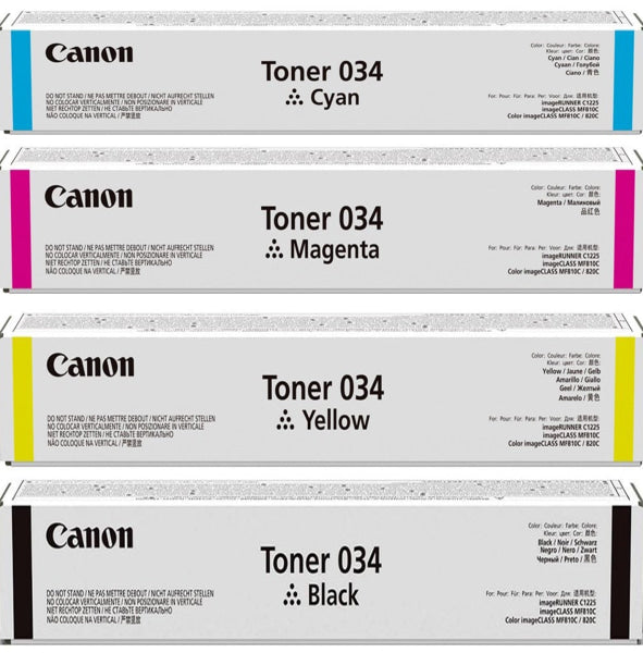 Genuine Canon Cart-034 Bk/C/M/Y 4X Toner Cartridge Set For Imageclass Mf-810Cdn (12K/7.3K)
