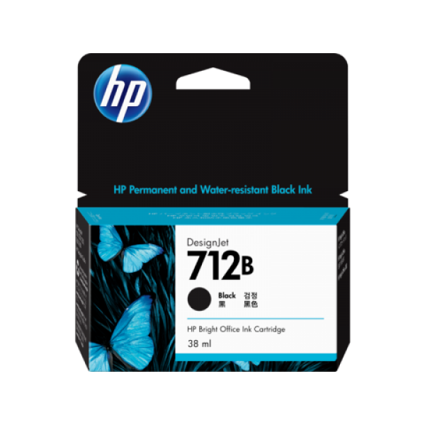 HP 712B 38ML BLACK DESIGNJET INK CARTRIDGE FOR T230/T250/T650/STUDIO 3ED28A