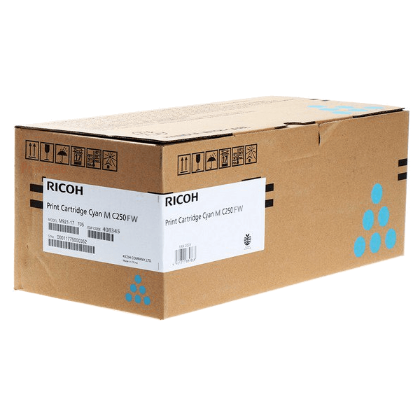 Genuine Ricoh Cyan Toner Cartridge 408345 For Pc301W Mc250Fw Duty Cycle(6.3K) -