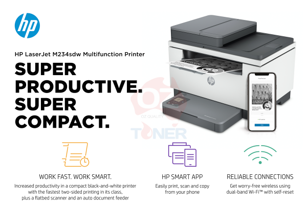 Hp Laserjet Mfp M234Sdw A4 Mono Laser Wireless Multifunction Printer+Duplexer Pn: 6Gx01F Printer