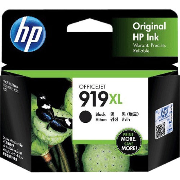 Hp Original 919Xl High Yield Black Ink Cartridge For Officejet 8020 8022 8026 8028 (1.5K) 3Ym23Aa -