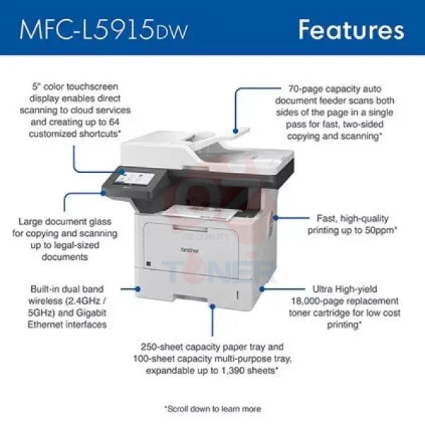 *New!* Brother Mfc-L5915Dw Wireless Mono Laser Multifunction Printer + Duplex + Fax + Airprint