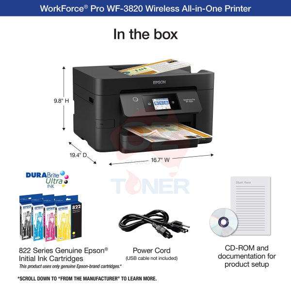 *Rfb* Epson Workforce Pro Wf-3820 A4 Multifunction Mfp Color Printer C11Cj07501_R [Factory