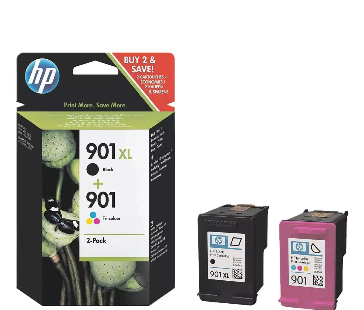 *CLEAR!* Genuine HP #901XL High Yield Black & #901 Tri-Colour Ink Cartridge Value Pack