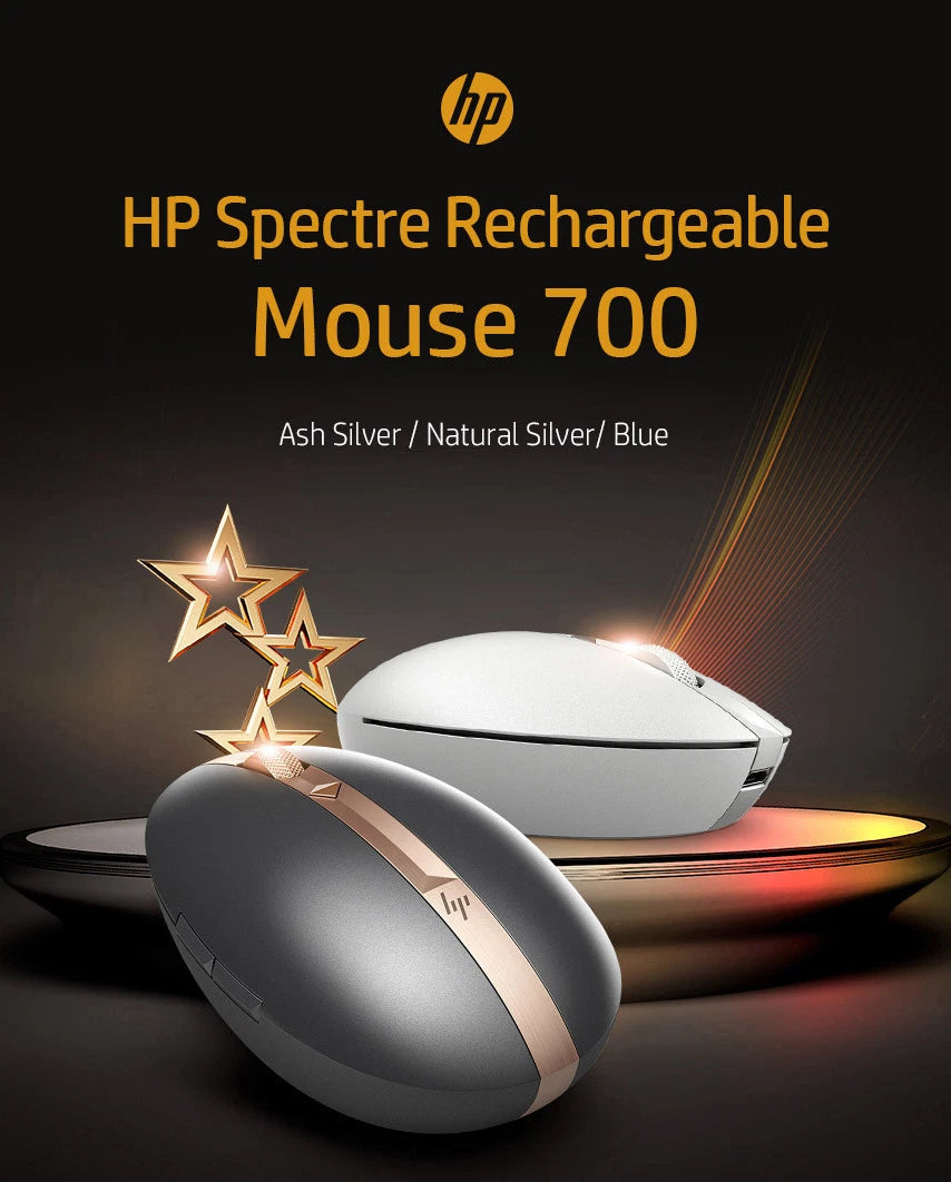 HP Spectre Mouse 700 Rechargeable Bluetooth Wireless Laser Mouse Natural Silver