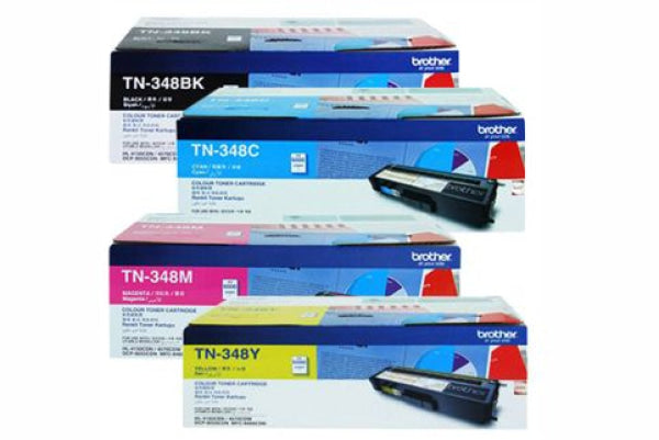 *Sale!* 4 Pack Genuine Brother Tn-348 C/M/Y/K High Yield Toner Set For Hl4150Cdn/Mfc9970Cdw (6K)