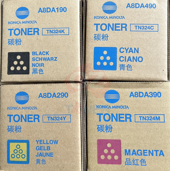 *Sale!* 4X Pack Genuine Konica Minolta Bizhub C258 C308 C368 Tn324 C/M/Y/K Toner Set