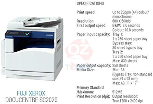 *Clear!* Fuji Xerox Docuprint Sc2020 A3 Colour Multifunction Printer Sc2020Nw+1-Year Wty