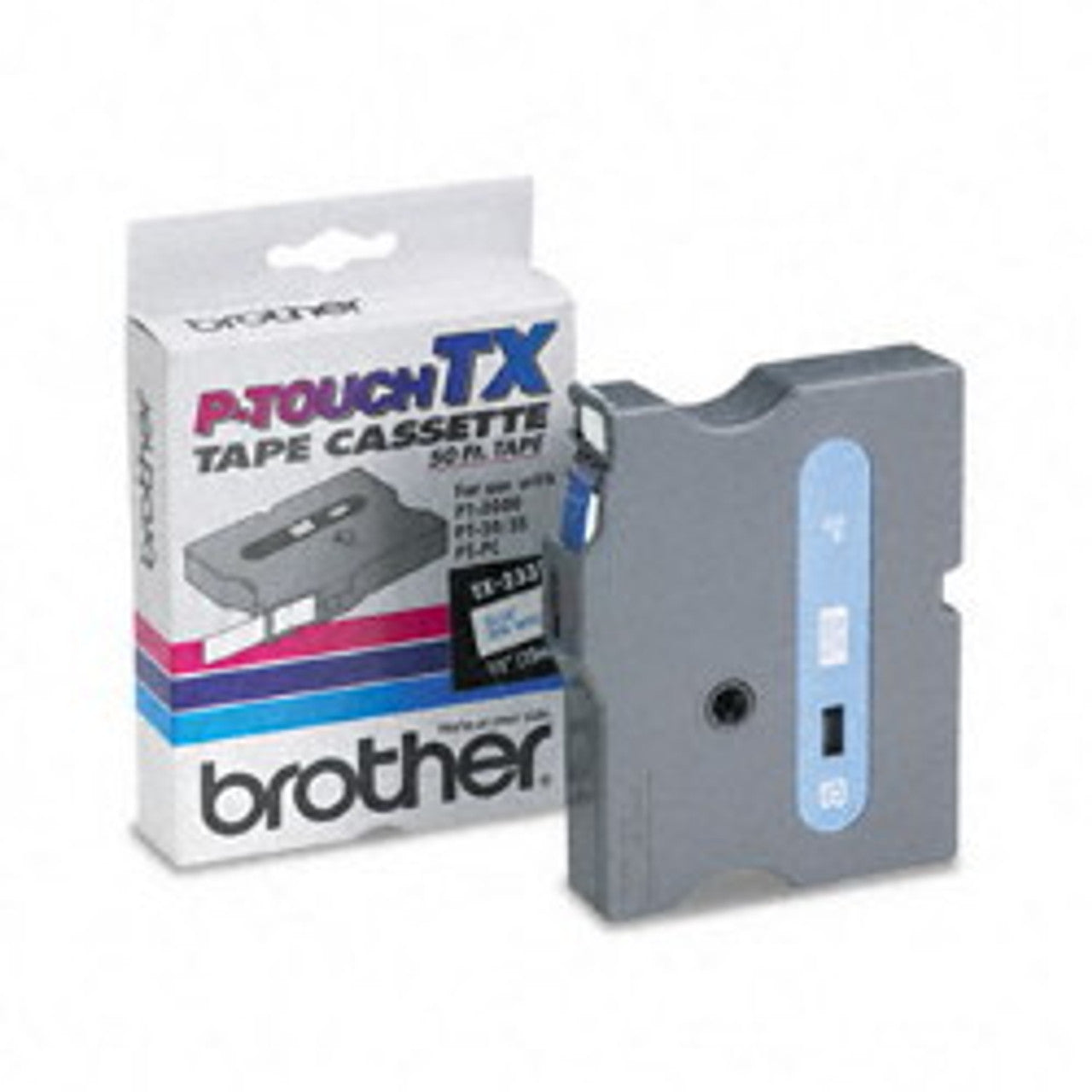 Brother Genuine TX-2331 Blue on White Label Tape 12mm (1/2") 50ft for PT-8000 PT-30 PT-35 P-Touch PC (TX-2331)