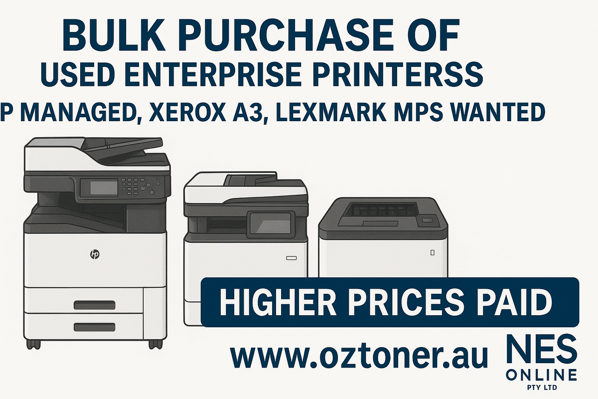 OzToner bulk purchase of used HP Managed, Fujifilm Xerox A3 and Lexmark enterprise printers in Australia