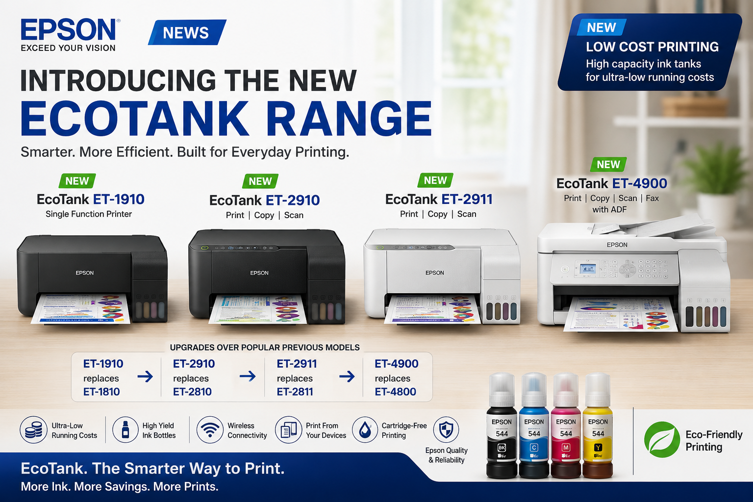 Epson Launches New EcoTank Printers | ET-2910 ET-2911 ET-1910 ET-4900