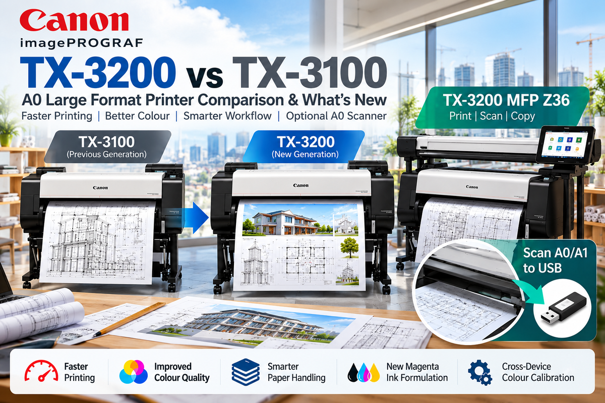 Canon imagePROGRAF TX-3200 vs TX-3100: What's New in Canon's 36-Inch A0 Printer?