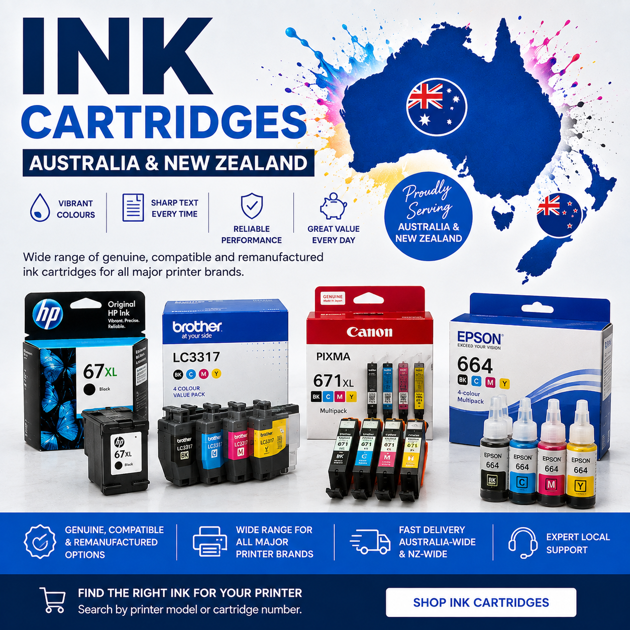 Ink cartridges for Australia and New Zealand