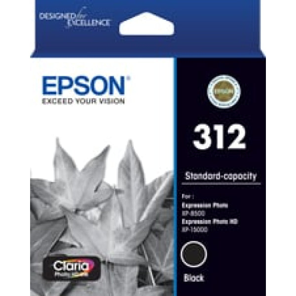 1 X Genuine Epson 312 Black Ink Cartridge Standard Yield -