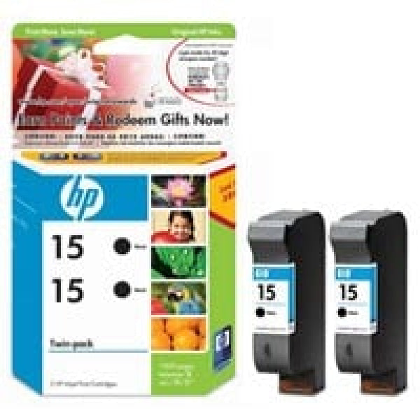 1 X Genuine Hp 15 Black Ink Cartridge Twin Pack Cc626Aa -
