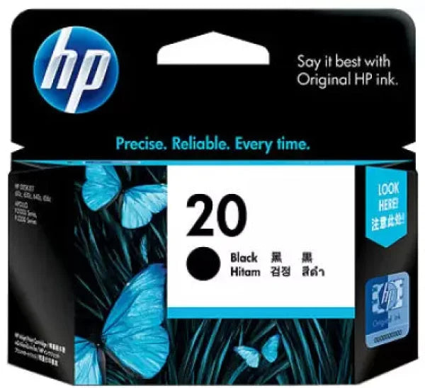 1 X Genuine Hp 20 Black Ink Cartridge C6614Da -