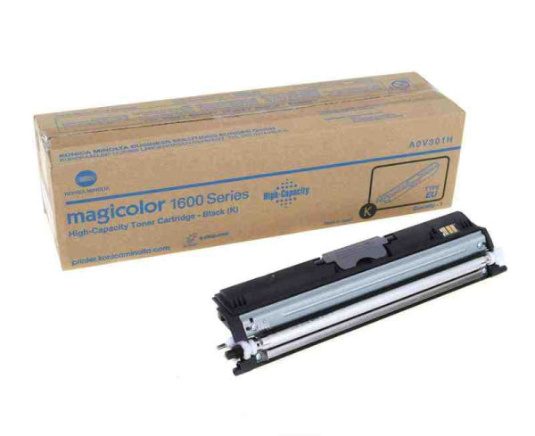 1 X Genuine Konica Minolta Magicolor 1600 1650 1690 Black Toner Cartridge A0V301K -