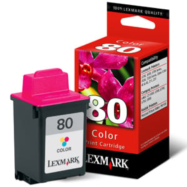 1 X Genuine Lexmark #80 Colour Ink Cartridge 12A1980 -