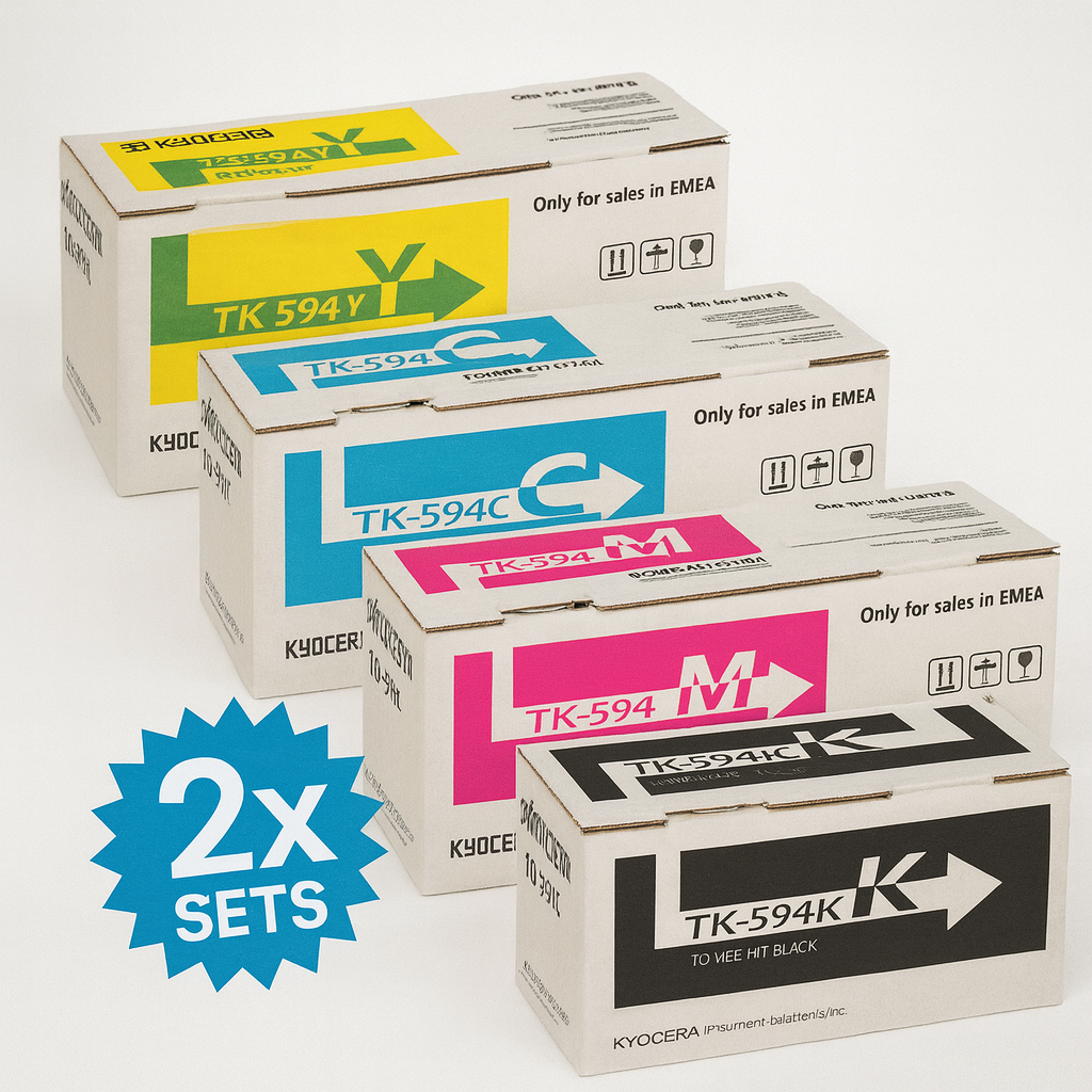 8x Pack Genuine Kyocera TK-594 C/M/Y/K Toner Cartridge TK594K TK594C TK594M TK594Y (2x SET)