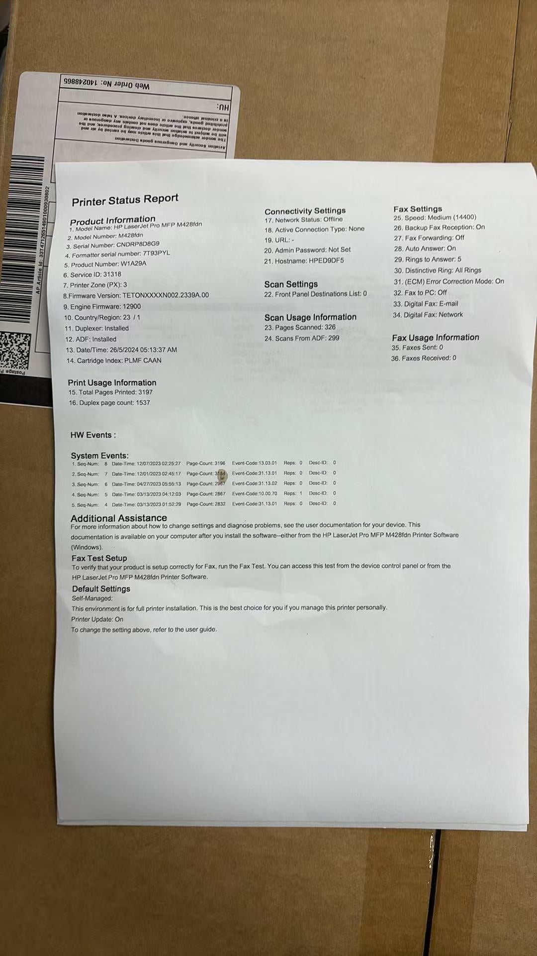 Refurbished HP LaserJet Pro MFP M428fdn A4 Mono Laser Printer [W1A29A-RFB] *Ex-Leasing Unit*