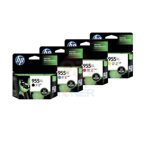 4 Pack Genuine Hp 955Xl Ink Cartridge Set (1Bk 1C 1M 1Y) L0S72Aa L0S63Aa L0S66Aa L0S69Aa Bundle -