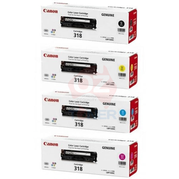 4X Pack Genuine Canon Cart-318 C/M/Y/K Toner Cartridge Set For Lbp7200Cdn Lbp7680Cx -