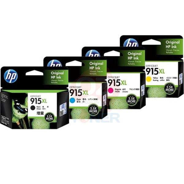 4X Pack Genuine Hp #915Xl Ink Set (1Bk 1C 1M 1Y - 825P X 4) 3Ym22Aa 3Ym19Aa 3Ym20Aa 3Ym21Aa