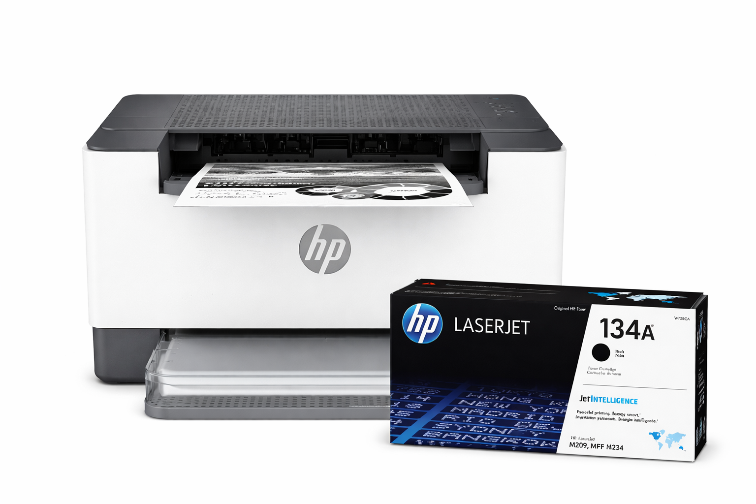 HP LaserJet M209dwe WiFi Mono Laser Printer 29PPM AirPrint + HP 134A Black Toner Bundle