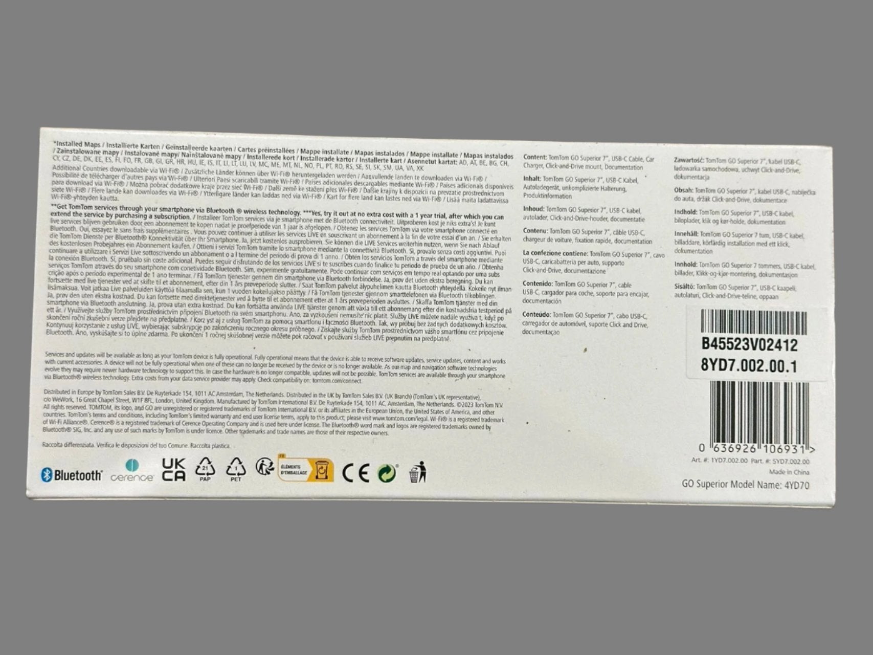 TomTom Car Sat Nav GO Superior 7" WiFi GPS Navigation+World Maps+Live Traffic Update [4YD70]