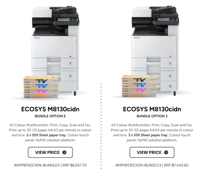 Kyocera ECOSYS M8130cidn A3 Colour Multifunction Printer+PF-471 Paper Feeder Bundle+Bonus: TK-8119 Toner Set