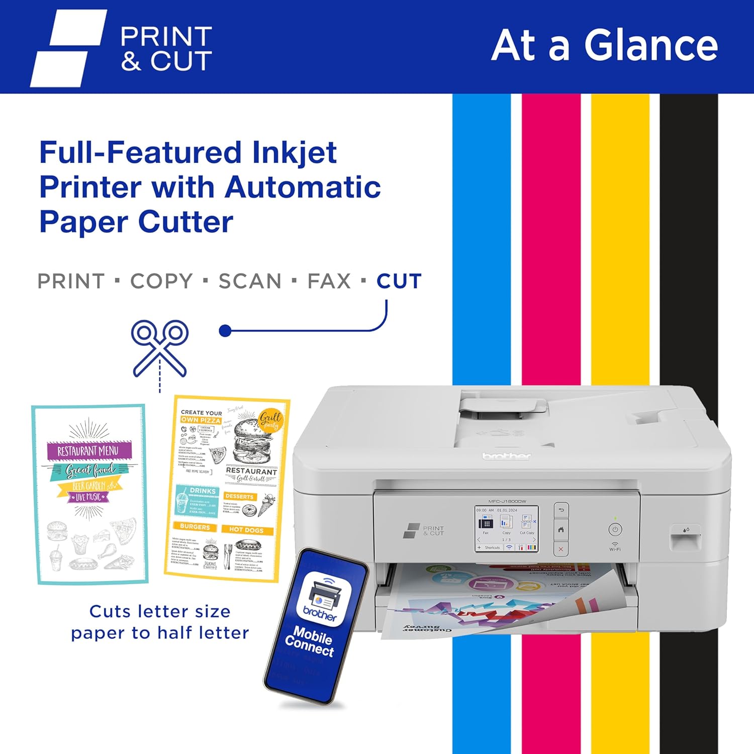 Brother DCP-J1800DW A4/A5 Print & Cut Multifunction Inkjet Wireless Printer+ADF+Paper Cutter LC431