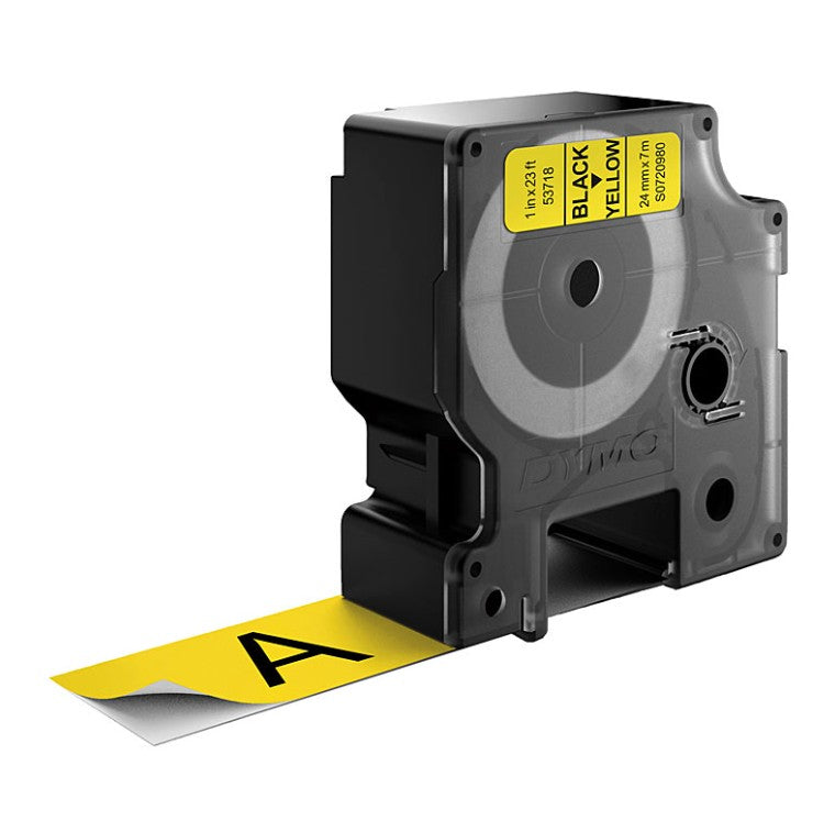 Genuine Dymo D1  Black-on-Yellow Label Tape 24mm x 7m (53718)