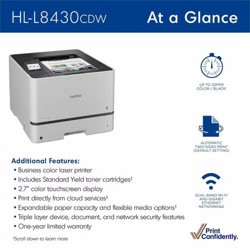 Brother HL-L8430CDW A4 Colour Laser Printer+Duplexer+Wi-Fi 31PPM TN645 (ANZ)
