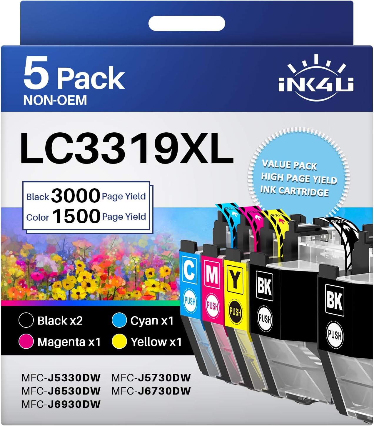 CT A-Grade Premium Compatible Brother LC3319XL-BK/C/M/Y High Yield Value Pack Ink Cartridge