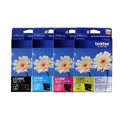 Bundle: 4x Pack Genuine Brother LC-39 C/M/Y/K Ink Cartridge Set (1BK,1C,1M,1Y)