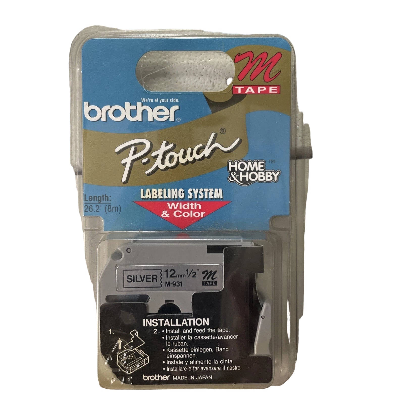 Genuine Brother M931 Labelling Tape for PT-55 PT-65 PT-70 PT-80 PT-90 PT-100 PT-110 [M-931]