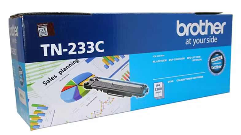 Genuine Brother TN233C Cyan Toner Cartridge Standard Yield 1300 Pages Yield (NZ Only)