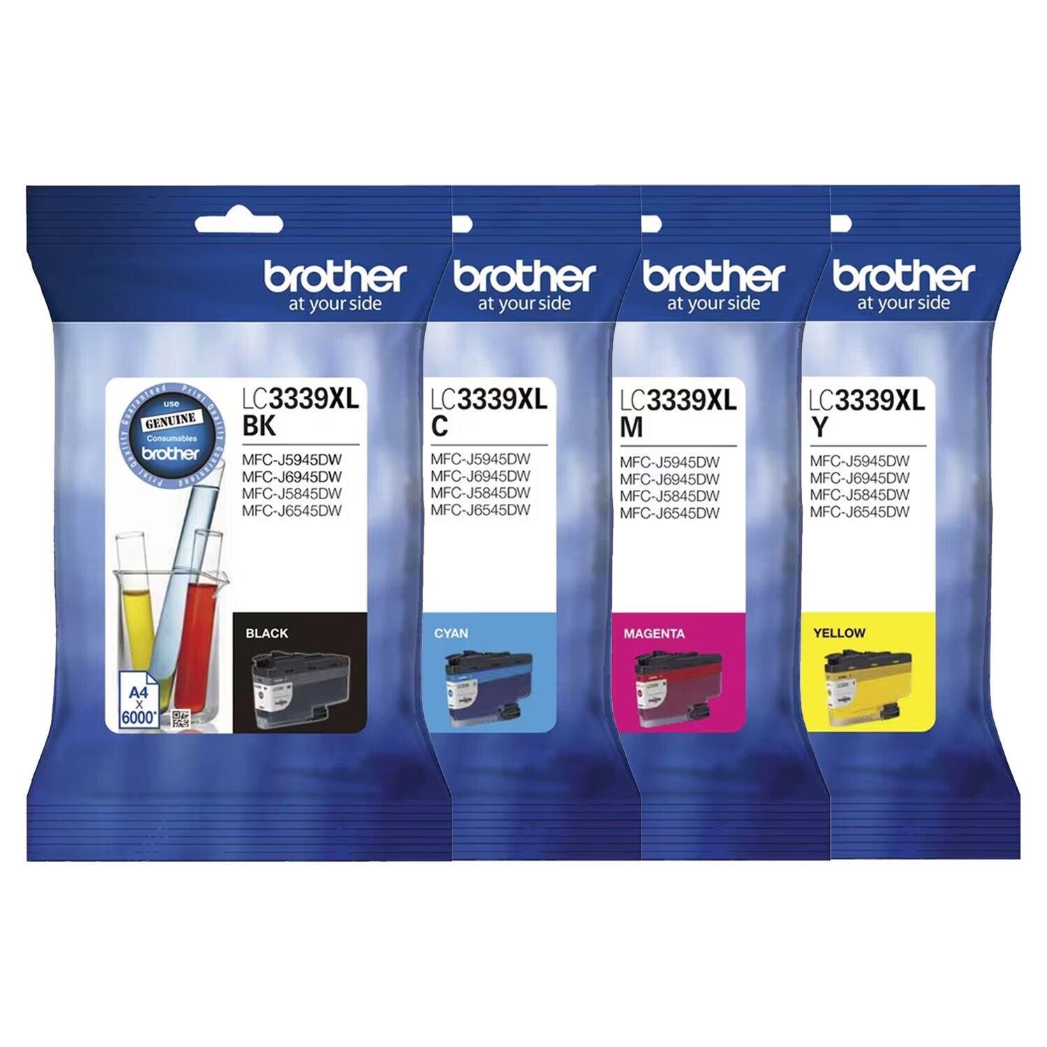 4x Pack Genuine Brother LC-3339XL-C/M/Y/K High Yield Ink Cartridge Set (1BK,1C,1M,1Y)
