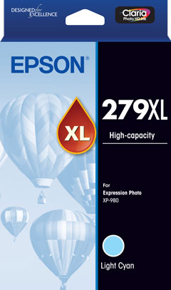 Genuine Epson #279XL High Capacity Claria Photo HD Light Cyan Ink Cartridge for XP980 [C13T16L592]
