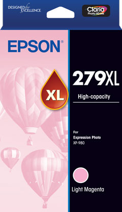 Genuine Epson #279XL High Capacity Claria Photo HD Light Magenta Ink Cartridge for XP980 [C13T16L692]