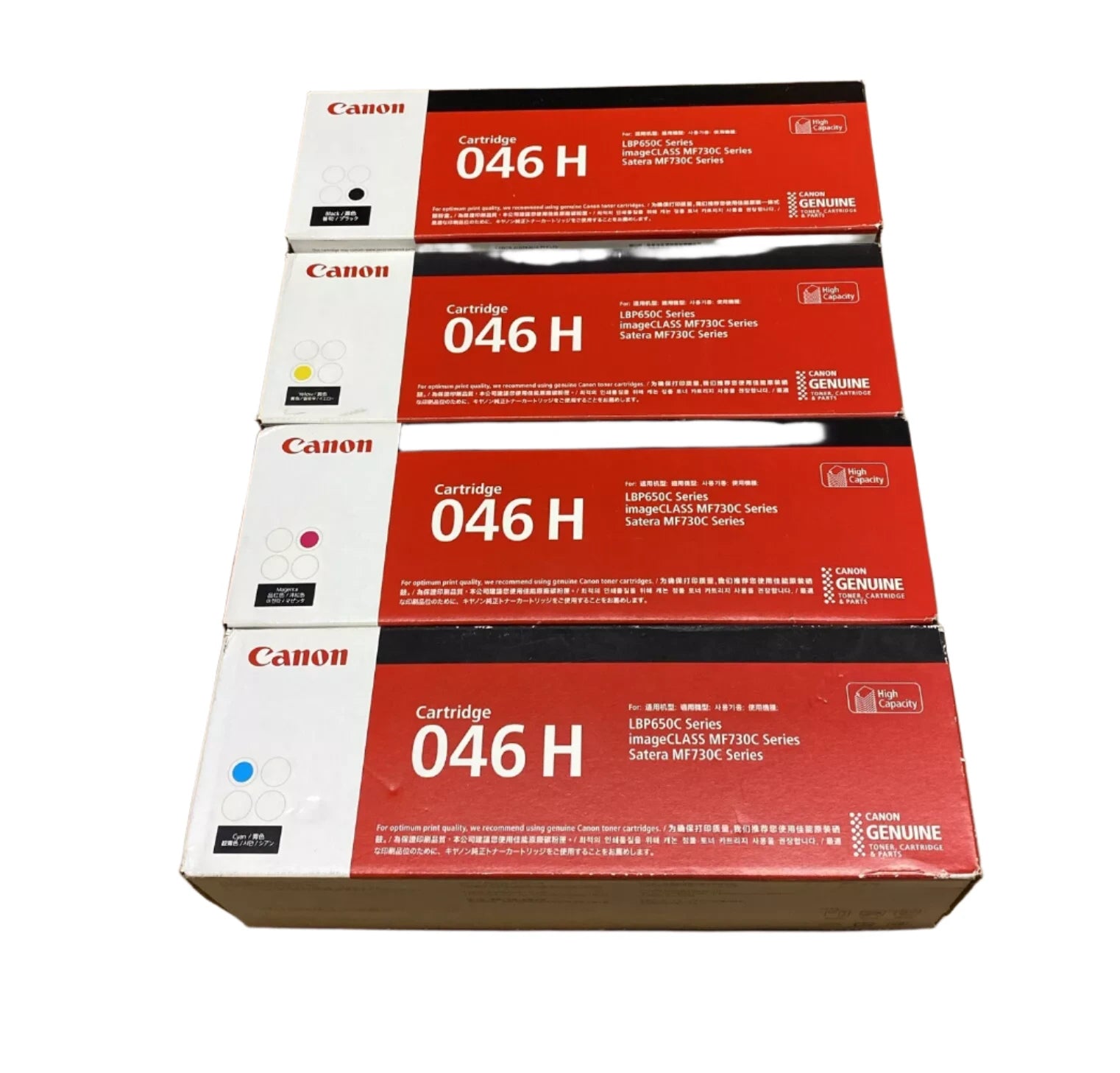 Bundle 4x Pack Genuine Canon CART-046H C/M/Y/K Toner Cartridge Set High Yield