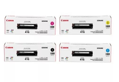 Bundle: 4x Pack Genuine Canon CART416-C/M/Y/K Toner Cartridge Set for MF8050CN MF8080CW