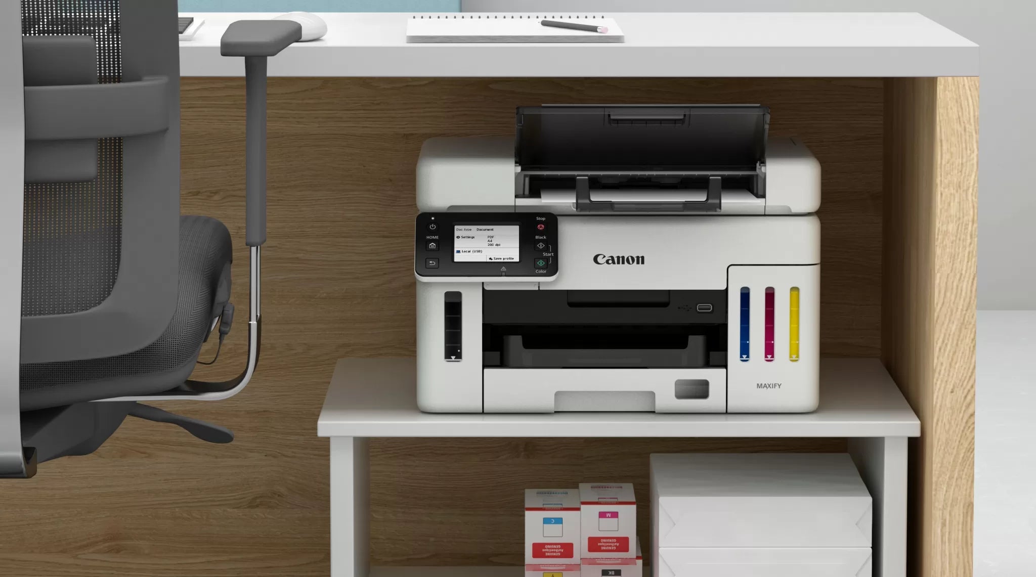 Canon MegaTank GX6560 3-in-1 Multifunction Ink Tank Printer GI66 Ink Bottle - Space Saver